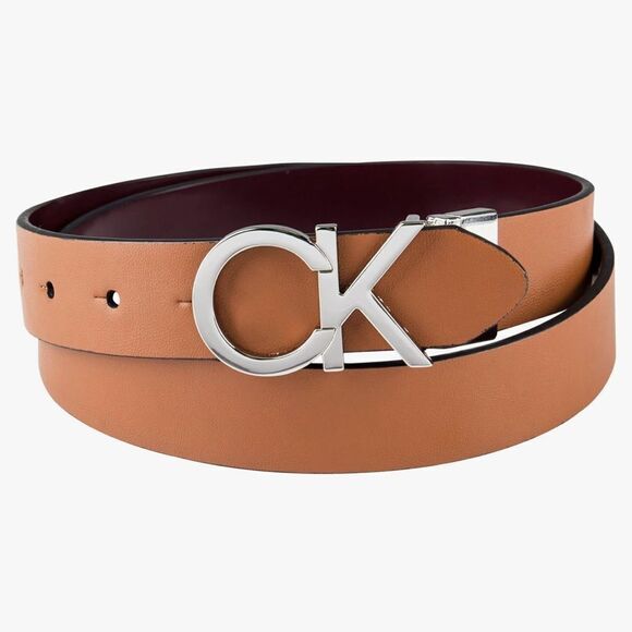 Calvin Klein Women's Two-in-One Reversible CK Monogram Plaque Buckle Dress Belt - Picture 3 of 9
